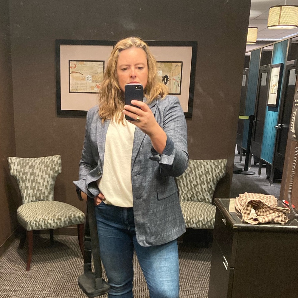 Treasure & Bond Blue Plaid Blazer